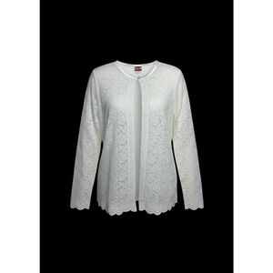 Vintage 90s Tudor Court White Coquette Scalloped Lace Top Button Cardigan Large